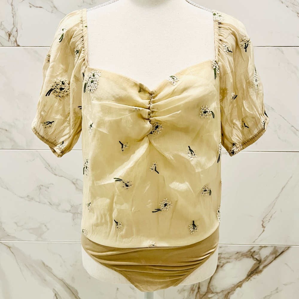 Le Lis Cream Floral Bodysuit